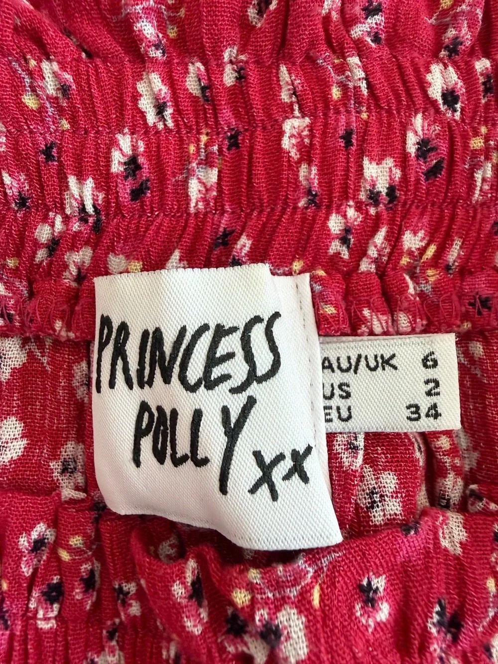 Princess Polly Shah Skirt Top Set Red Floral Crop Cami Tiered Mini Skirt US 2